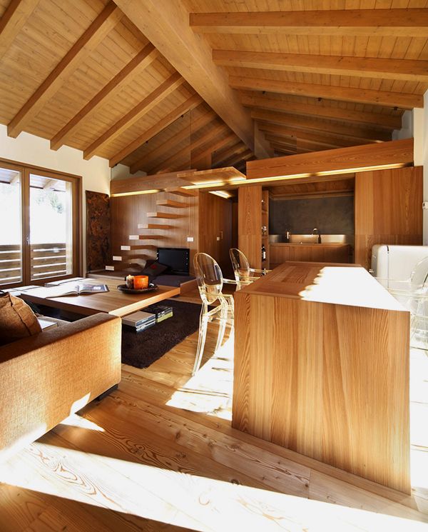 Amazing Cozy Apartment Interior Design Whole Wooden Elements 